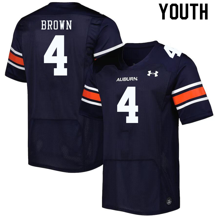 Youth #4 Camden Brown Auburn Tigers College Football Jerseys Stitched-Navy